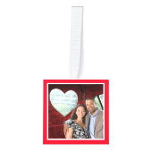 ハッピーバレンタインデーモダンレッド4フォトキープサケ キューブオーナメント (正面)