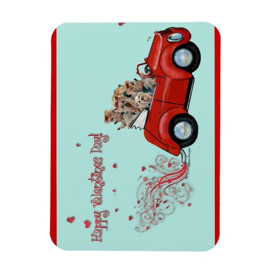 ハッピーバレンタインデーヨークシャーテリア マグネット (縦)