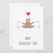 ハッピーバレンタインデーラバーズ魚釣り赤いハート シーズンカード (正面/裏面)