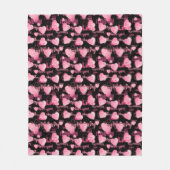 ハッピーバレンタインデーラブスクリプトピンクハート フリースブランケット (正面)