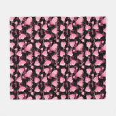 ハッピーバレンタインデーラブスクリプトピンクハート フリースブランケット (正面(横))