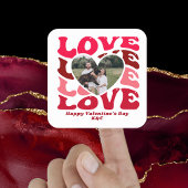 ハッピーバレンタインデーラブハート写真シール スクエアシール