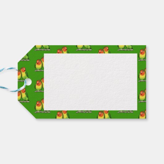 ハッピーバレンタインデーラブバードのピクセルアートパターン ギフトタグ