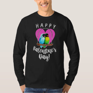 ハッピーバレンタインデーラブバードの水色 Tシャツ