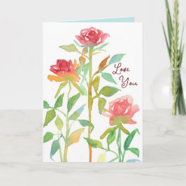 ハッピーバレンタインデーラブユーレッドローズ カード