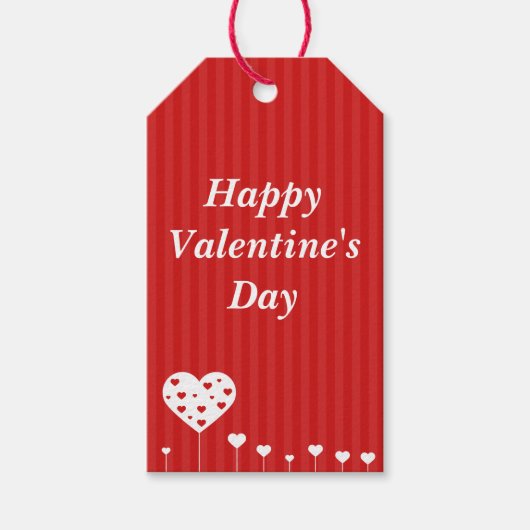 ハッピーバレンタインデーラブリーレッドホワイトハート ギフトタグ (正面)