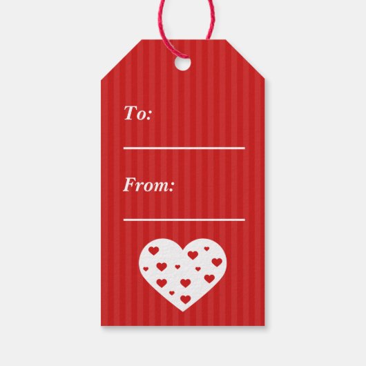 ハッピーバレンタインデーラブリーレッドホワイトハート ギフトタグ (裏面)