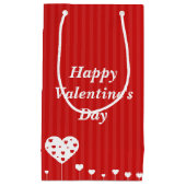 ハッピーバレンタインデーラブリーレッドホワイトハート スモールペーパーバッグ (正面)