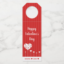 ハッピーバレンタインデーラブリーレッドホワイトハート ボトルネックタグ