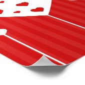 ハッピーバレンタインデーラブリーレッドホワイトハート ポスター (角)