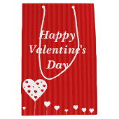 ハッピーバレンタインデーラブリーレッドホワイトハート ミディアムペーパーバッグ (正面)