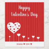 ハッピーバレンタインデーラブリーレッドホワイトハート ワインラベル (シングルラベル)