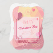 ハッピーバレンタインデーラブルエレガント 招待状 (正面/裏面)