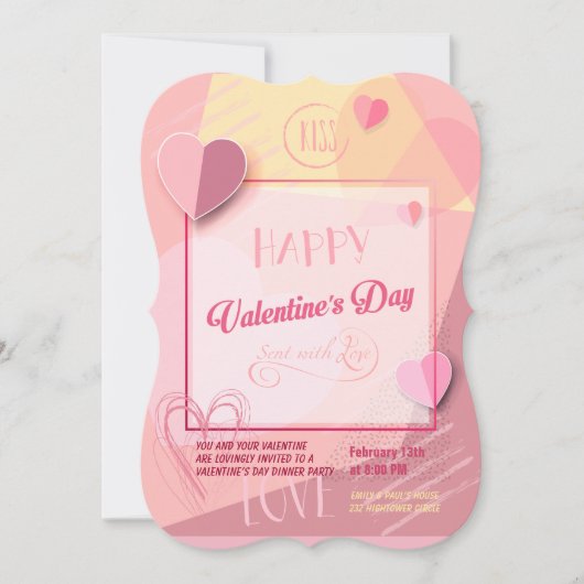 ハッピーバレンタインデーラブルエレガント 招待状 (正面)