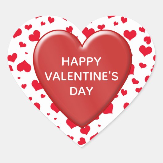 ハッピーバレンタインデーランダム赤いハートパターン ハートシール (正面)