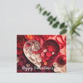 ハッピーバレンタインデーレッドとピンクのハート ポストカード (スタンド正面)