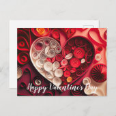 ハッピーバレンタインデーレッドとピンクのハート ポストカード (正面/裏面)