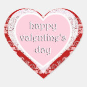 ハッピーバレンタインデーレッドとピンクのヴィンテージ ハートシール (正面)