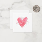 ハッピーバレンタインデーレッドウォーター色ハート ノートカード (正面/裏面インサイチュ)