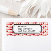 ハッピーバレンタインデーレッドピンクハートパターン ラベル (インサイチュ)