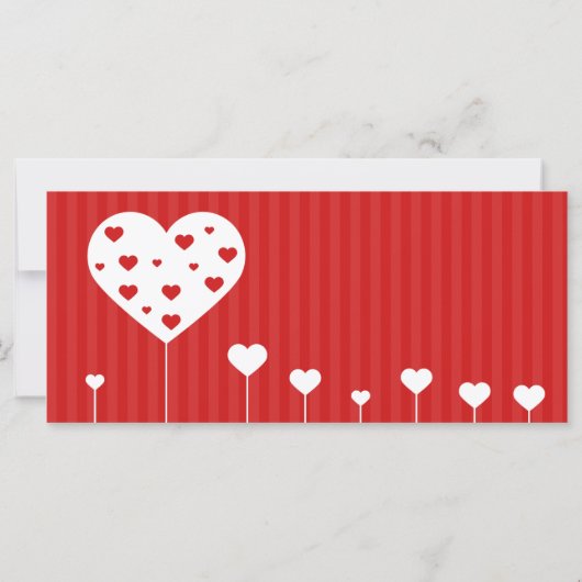 ハッピーバレンタインデーレッドホワイトハートギフトカード (裏面)