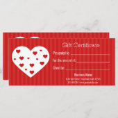ハッピーバレンタインデーレッドホワイトハートギフトカード (正面/裏面)
