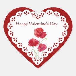 ハッピーバレンタインデーレッドポピーガーデンプラント ハートシール