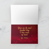 ハッピーバレンタインデーレッドリボンハート金ゴールド シーズンカード (内部)