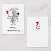 ハッピーバレンタインデーレッドローズドッグパピー ノートカード (正面/裏面)