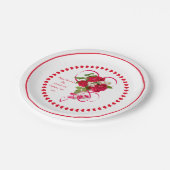 ハッピーバレンタインデーレッドローズフォト&リボン ペーパープレート (アングル)