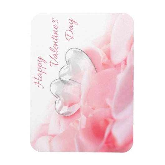 ハッピーバレンタインデーロマンチックグラスハート マグネット (縦)