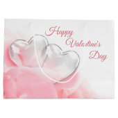 ハッピーバレンタインデーロマンチックグラスハート ラージペーパーバッグ (裏面)