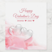 ハッピーバレンタインデーロマンチックグラスハート ワインラベル (シングルラベル)