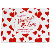 ハッピーバレンタインデーロマンチック赤いハートカスタム ラージペーパーバッグ (正面)