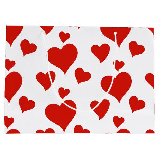 ハッピーバレンタインデーロマンチック赤いハートカスタム ラージペーパーバッグ (裏面)