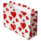 ハッピーバレンタインデーロマンチック赤いハートカスタム ラージペーパーバッグ (裏面アングル)