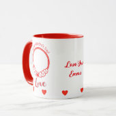 ハッピーバレンタインデーロマンチック赤いハート写真 マグカップ (正面左)