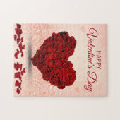 ハッピーバレンタインデーローズブーケハート ジグソーパズル (横)