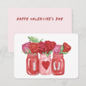 ハッピーバレンタインデーローズメイソンハート ノートカード (正面/裏面)