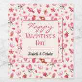 ハッピーバレンタインデーワインラベルの名前 ワインラベル (シングルラベル)