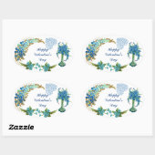 ハッピーバレンタインデーヴィンテージウォーター色フローラ 楕円形シール (シート)