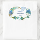 ハッピーバレンタインデーヴィンテージウォーター色フローラ 楕円形シール (バッグ)