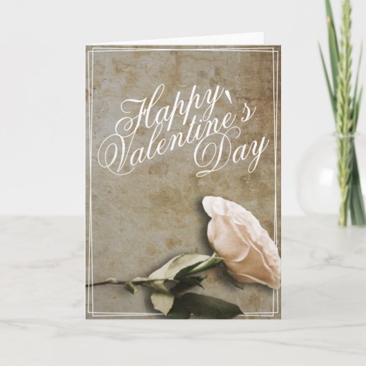 ハッピーバレンタインデー付きバラ カード (正面)