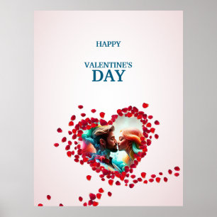 ハッピーバレンタインデー付きバラ ポスター