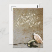 ハッピーバレンタインデー付きバラ ポストカード (正面/裏面)