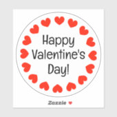 ハッピーバレンタインデー付きビニールシール赤いハート シール (シート)