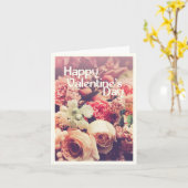 ハッピーバレンタインデー付きヴィンテージ花束 カード (黄色い花)