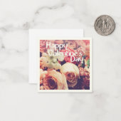 ハッピーバレンタインデー付きヴィンテージ花束 ノートカード (正面/裏面インサイチュ)