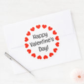 ハッピーバレンタインデー付き赤いハート ラウンドシール (封筒)