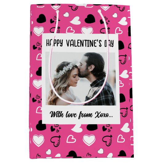 ハッピーバレンタインデー付き ミディアムペーパーバッグ (正面)